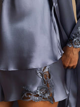 [Stålblå] SilkSilky-SE Rent Silke Spaghetti Rem Womens Pajamas 005