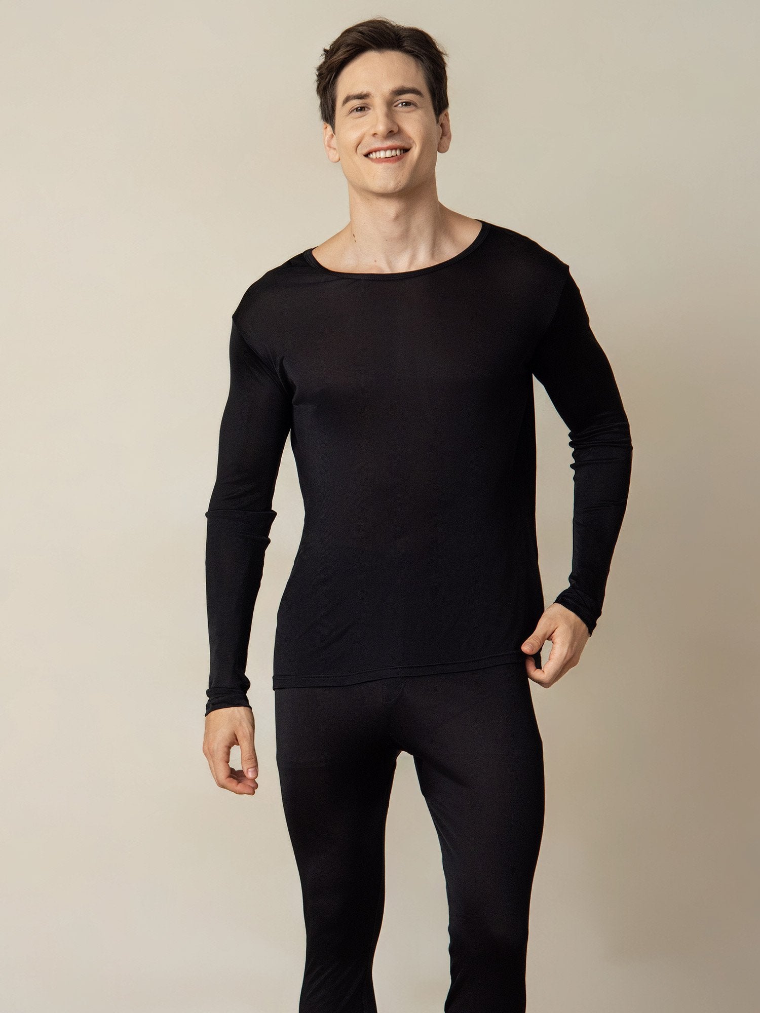 [Svart] SilkSilky-SE Silke Mens Pajamas 004