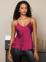 [Fuchsia] SilkSilky-SE Spaghetti Strap V Neck Cami Toppar 004