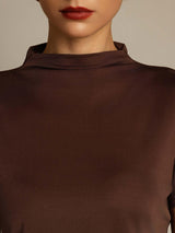 [Kaffe] SilkSilky-SE 100% Silk Jersey Short Sleeve Mock Neck Dam T-Shirt 004