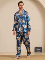 [Navy Drake] SilkSilky-SE Long Sleeve Notchkrage Herr Pyjama 004