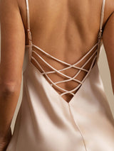 [Rosa] SilkSilky-SE Spaghetti Strap V Neck Nattlinne 005