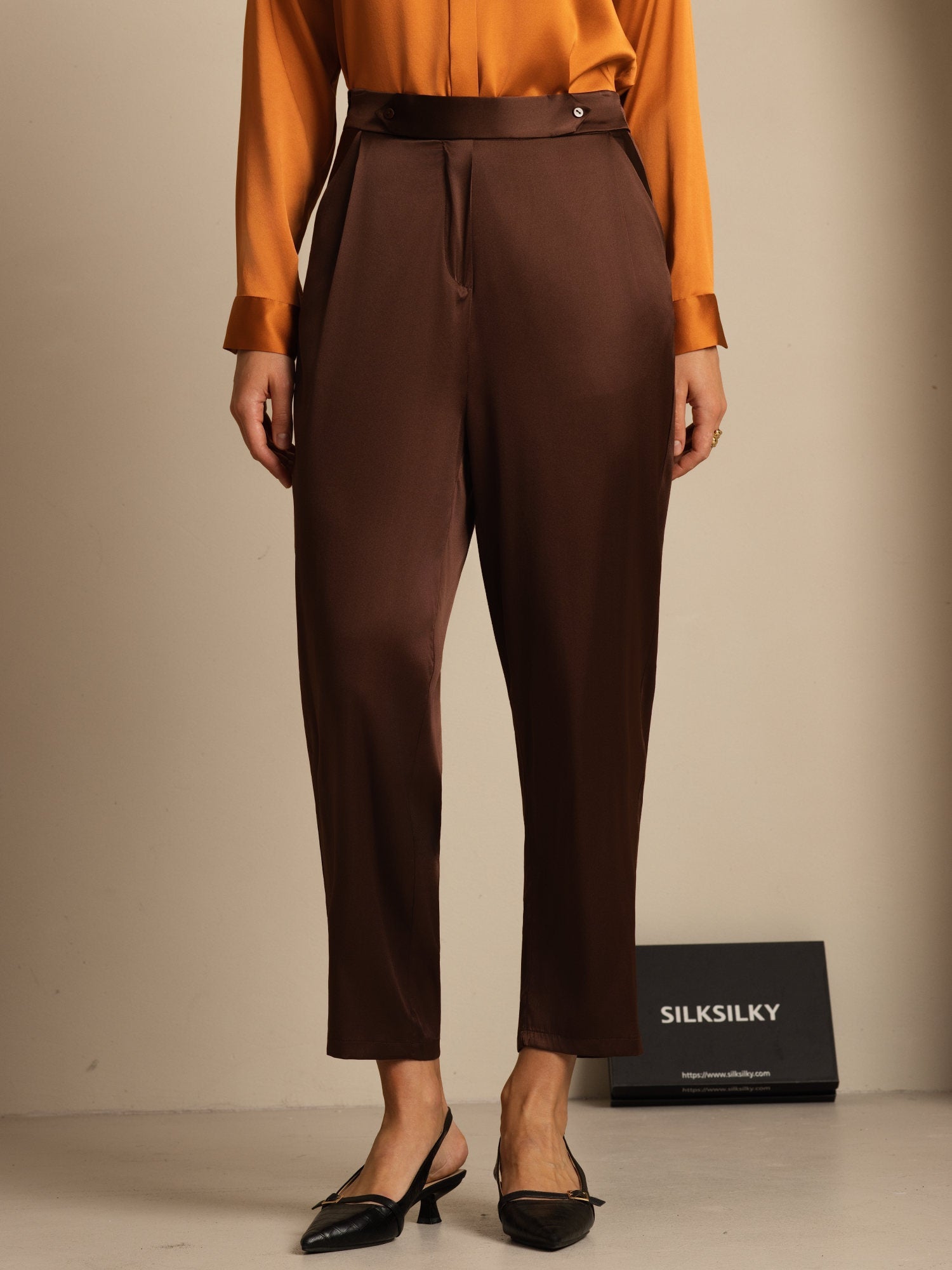 [Mörk Choklad] SilkSilky-SE 19Momme Silke Womens Pants 005
