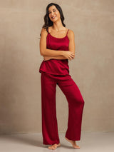 [Vin] SilkSilky-SE 19Momme Spaghetti Rem Djup Rund Halsringning Camisole Set 003
