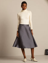 [Grå] SilkSilky-SE 32Momme Silk-Wool Blend Skirt 007