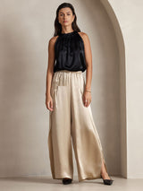 [Svart] SilkSilky-SE Sleeveless Halter Dam T-Shirt 006