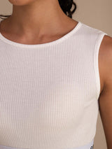 [Vit] SilkSilky-SE Sleeveless Crew Neck Cami Toppar 005