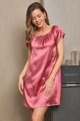 [Blek Mauve] SilkSilky-SE Cap Sleeve Square Neck Nattlinne 005