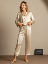 [Champagne] SilkSilky-SE Long Sleeve Lapel Collar Dam Pyjama 003