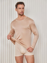 [Beige] SilkSilky-SE Long Sleeve Round Neck Herr T-Shirt 003