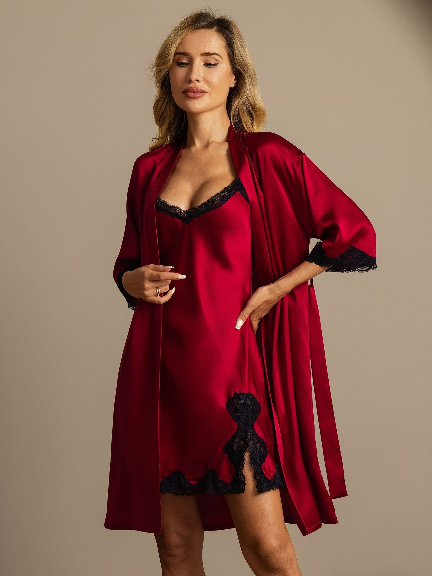 [Vin] SilkSilky-SE Rent Silke Nightgown&Robe Set 003