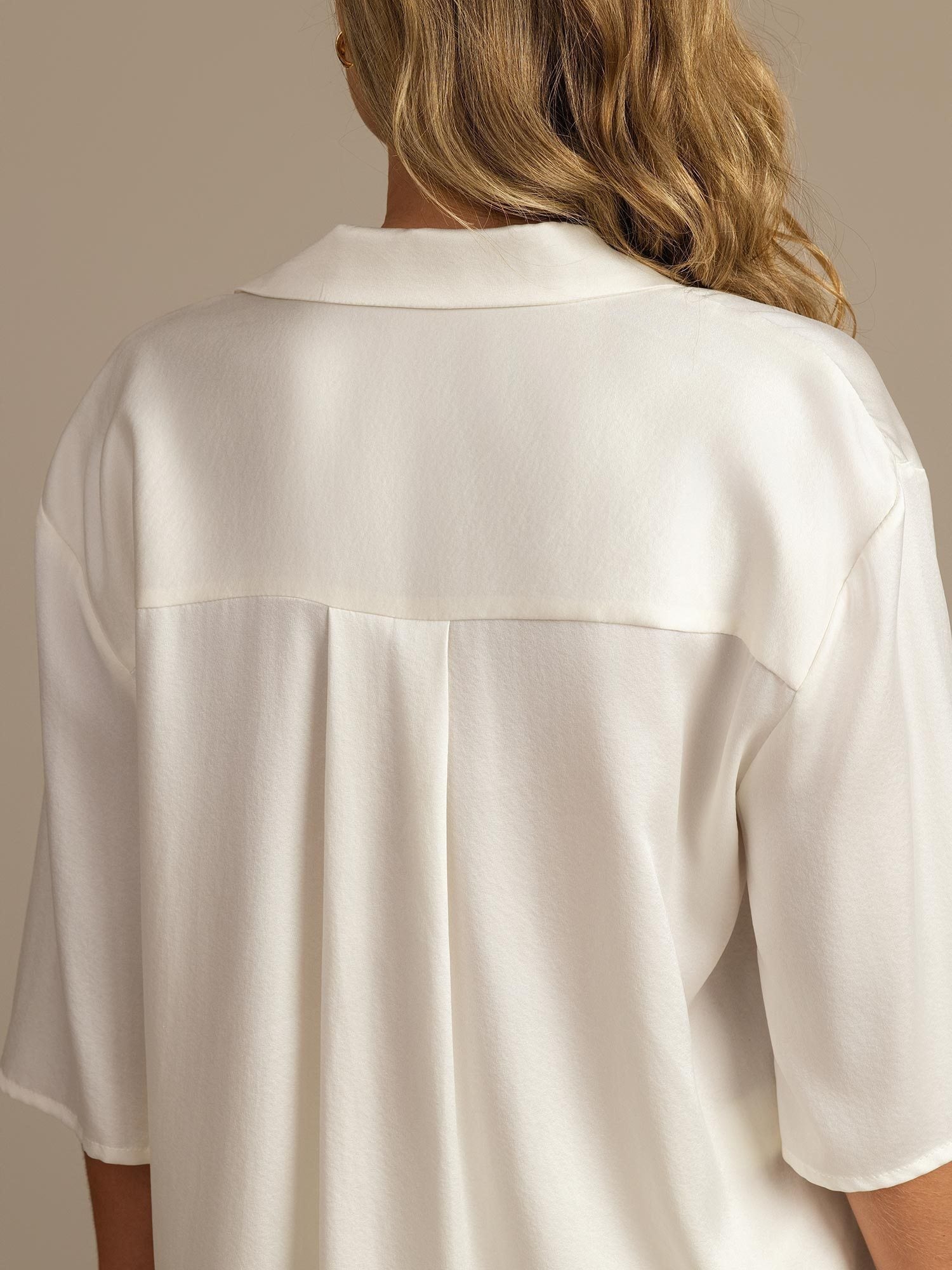 [Vit] SilkSilky-SE 19Momme Rent Silke Krage Dam Pyjama 004,