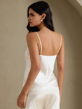 [Vit] SilkSilky-SE Spaghetti Strap V Neck Cami Toppar 002