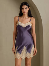 [Lila Grå] SilkSilky-SE 3/4 Sleeve V Neck Dam Nattlinne&Morgonrock Set 008