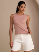 [Rosa] SilkSilky-SE Sleeveless Round Neck Cami Toppar 001