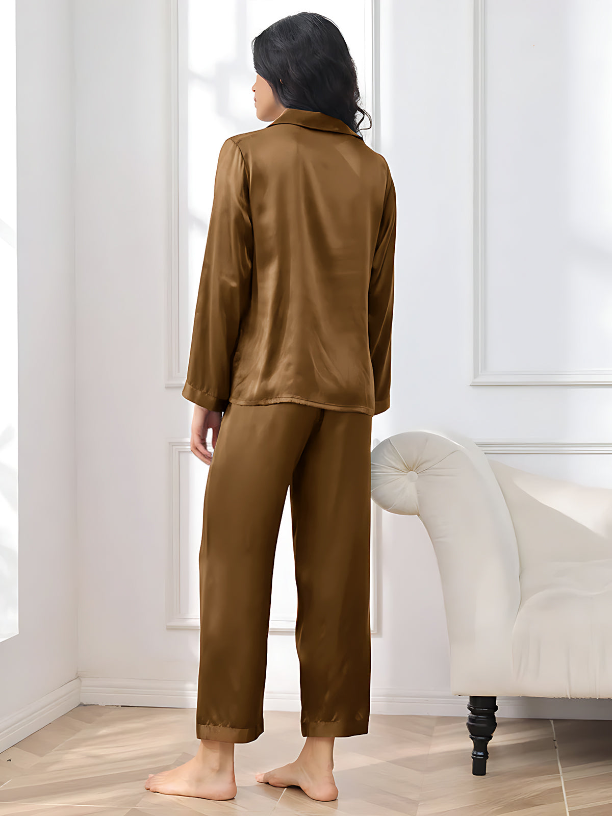 [Brun] SilkSilky-SE Rent Silke Womens Pajamas 002,
