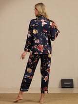 [Marin Blommor] SilkSilky-SE Long Sleeve Lapel Collar Dam Pyjama 002