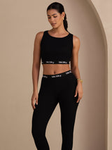 [Svart] SilkSilky-SE Sleeveless Crew Neck Women's Outfit Sets 005