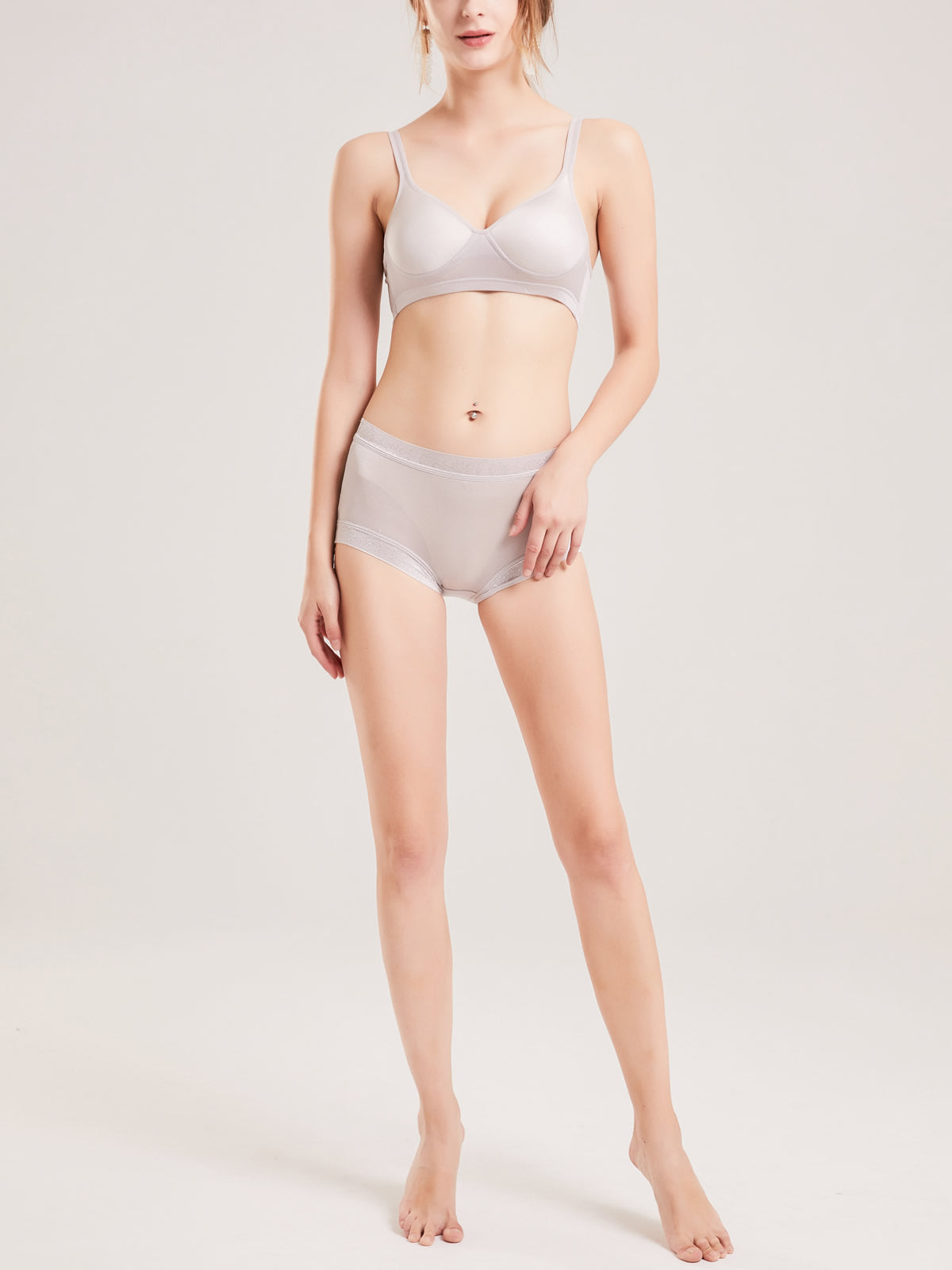 [Grå] SilkSilky-SE Silke Stickad Bra 003