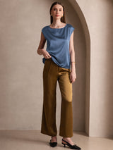 [Äkta Petrol] SilkSilky-SE Cap Sleeve Round Neck Dam T-Shirt 005