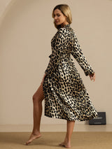 [Leopard] SilkSilky-SE Lång Ärm Dam Morgonrock 002