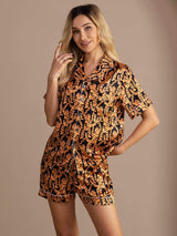 [Svart Tiger] SilkSilky-SE Short Sleeve Lapel Collar Dam Pyjama 004