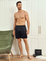 [Svart] SilkSilky-SE Men's Sleep Shorts 004