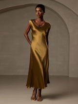 [Brun] SilkSilky-SE Kappärm Scoop Neck Klänning 004