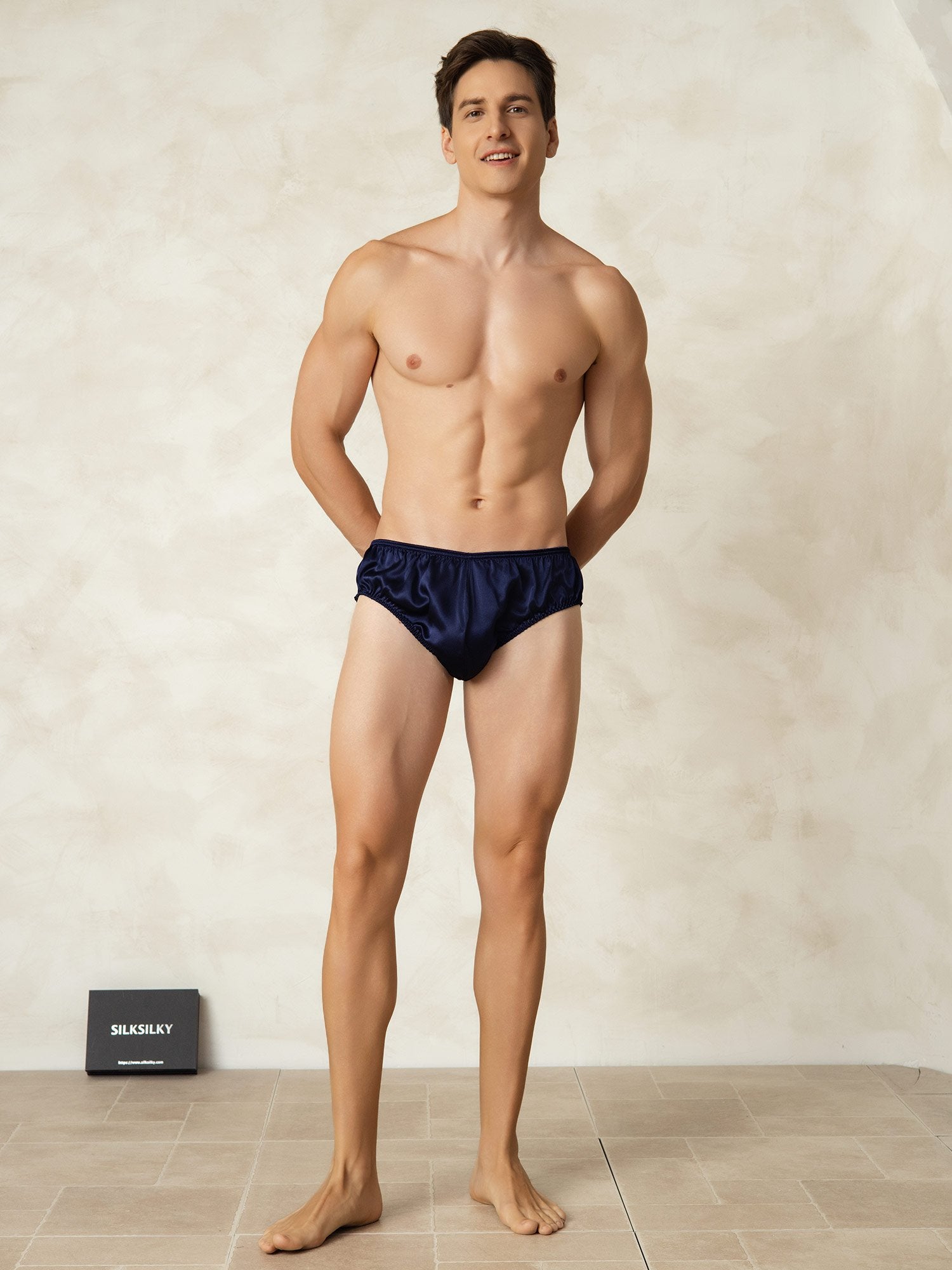[Mörkblå] SilkSilky-SE Rent Silke Mens Underwear 003