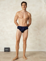 [Mörkblå] SilkSilky-SE Rent Silke Mens Underwear 003
