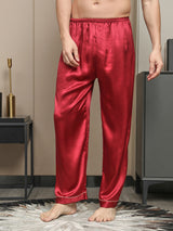 [Röd] SilkSilky-SE Rent Silke Mens Sleep Bottoms 004,