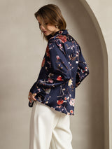 [Marin Blommor] SilkSilky-SE Long Sleeve Lapel Collar Damskjorta 002