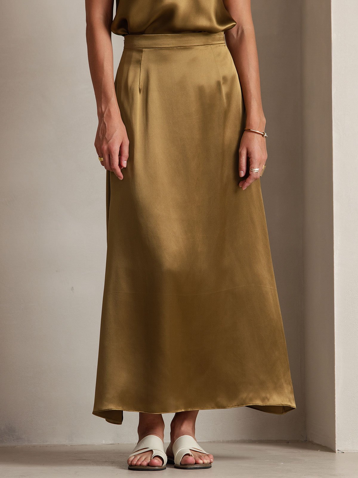 [Brun] SilkSilky-SE 19Momme Silke Skirt 001
