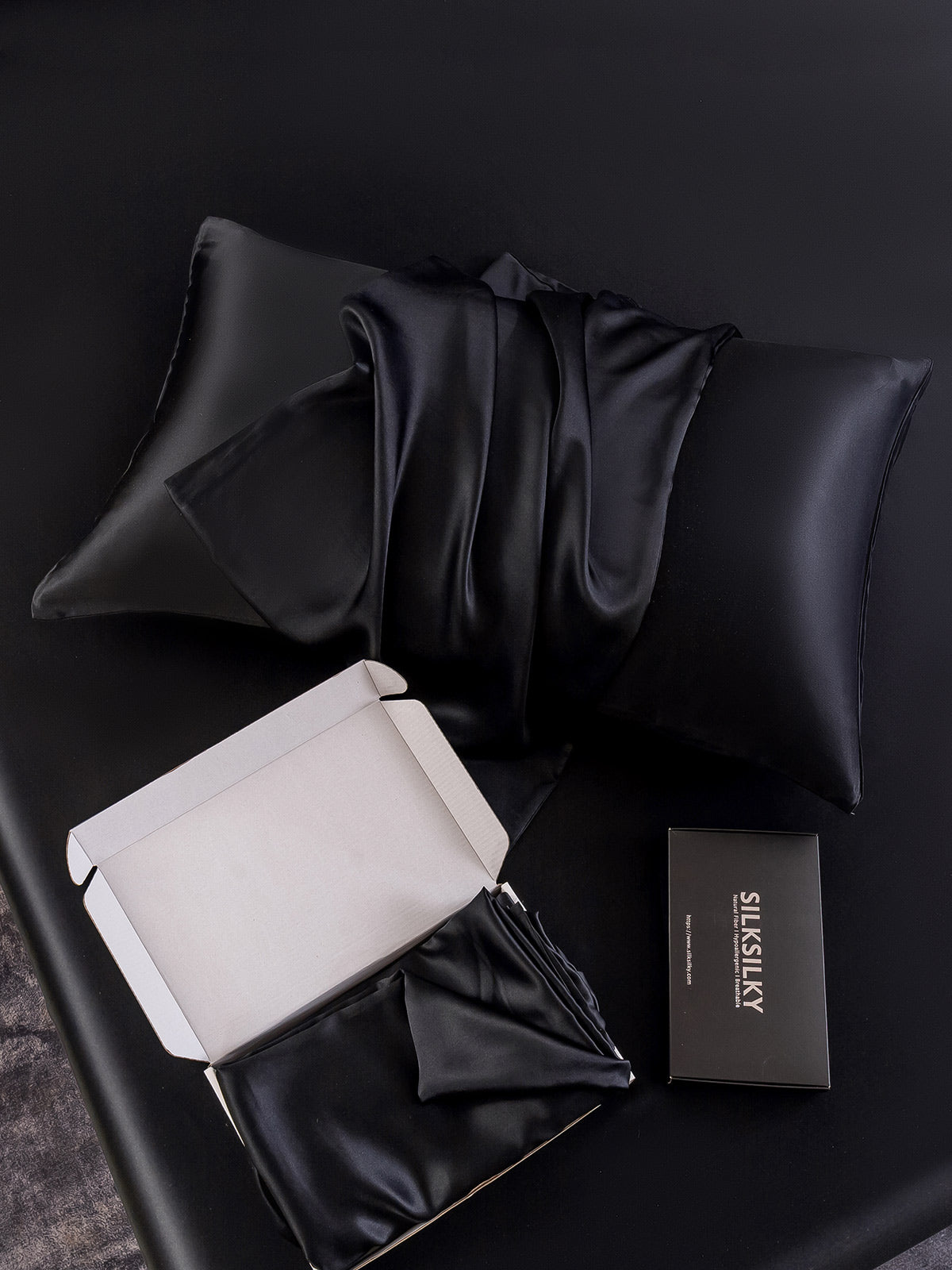 [Svart] SilkSilky-SE 22Momme Rent Silke Pillowcase 005