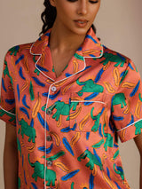 [Lerelefant] SilkSilky-SE Short Sleeve Lapel Collar Dam Pyjama 005