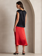 [Svart] SilkSilky-SE Cap Sleeve Round Neck Dam T-Shirt 002