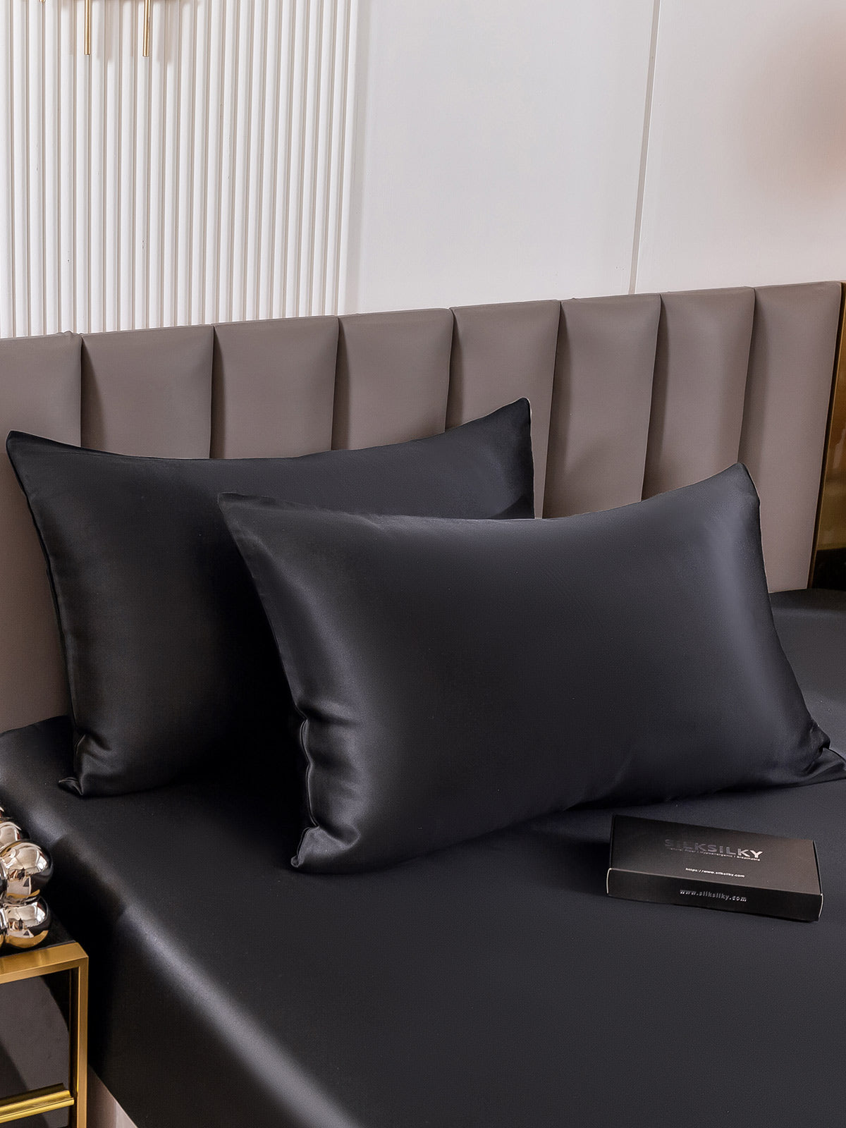 [Svart] SilkSilky-SE 22Momme Rent Silke Pillowcase 001