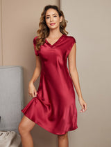 [Vin] SilkSilky-SE Cap Sleeve V Neck Nattlinne 003