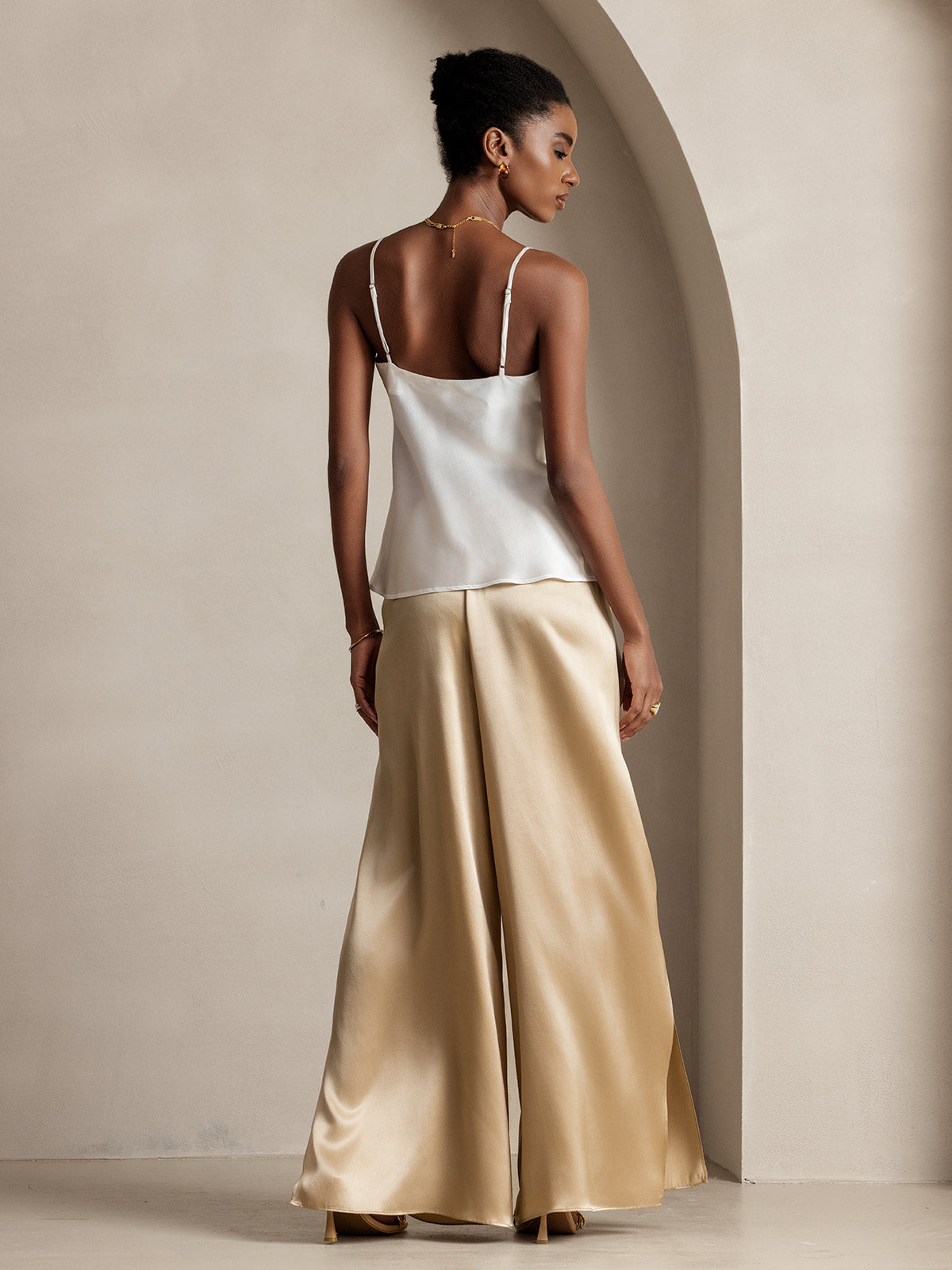 [Champagne] SilkSilky-SE 19Momme Silke Womens Pants 002