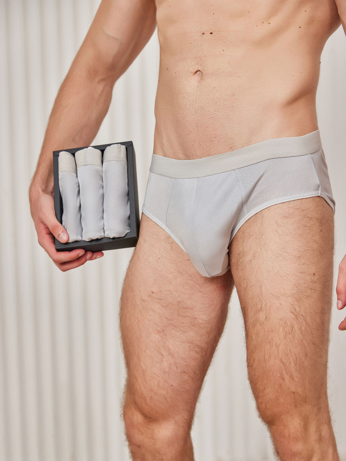 [Grå] SilkSilky-SE Rent Silke Mens Underwear 001