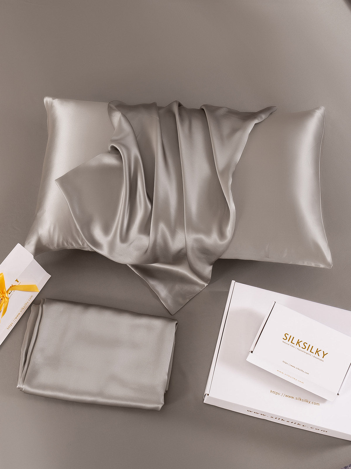 [Grå] SilkSilky-SE 22Momme Rent Silke Pillowcase 004