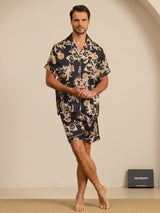 [Svart Drake] SilkSilky-SE Short Sleeve Notchkrage Herr Pyjama 007