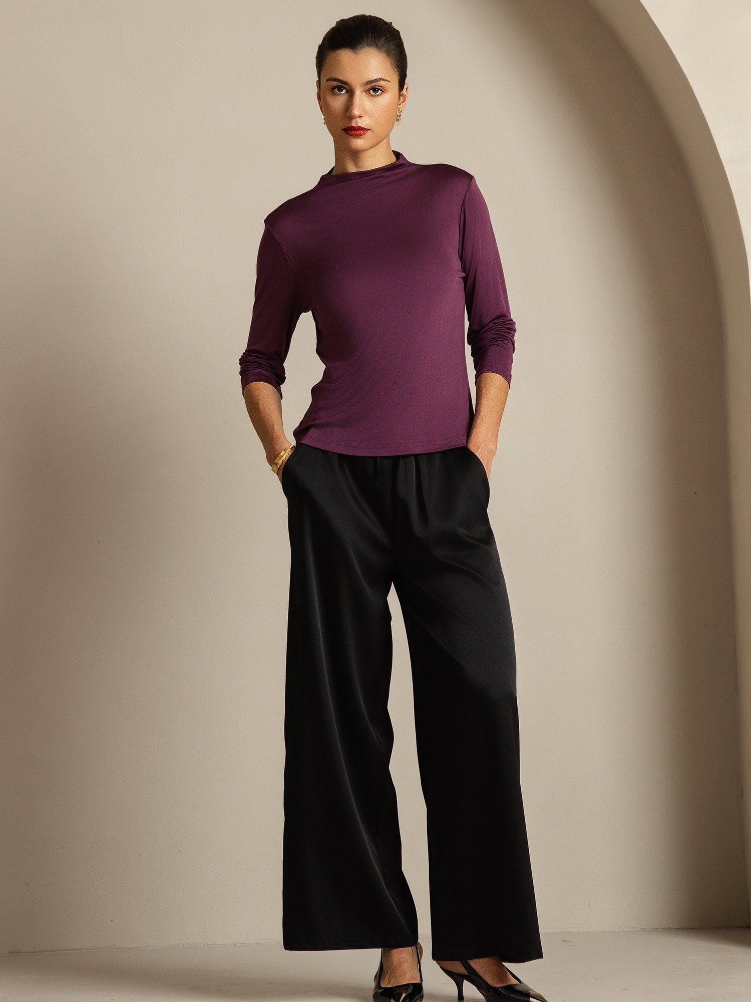 [Lila] SilkSilky-SE Rent Silke Womens T-Shirt 005