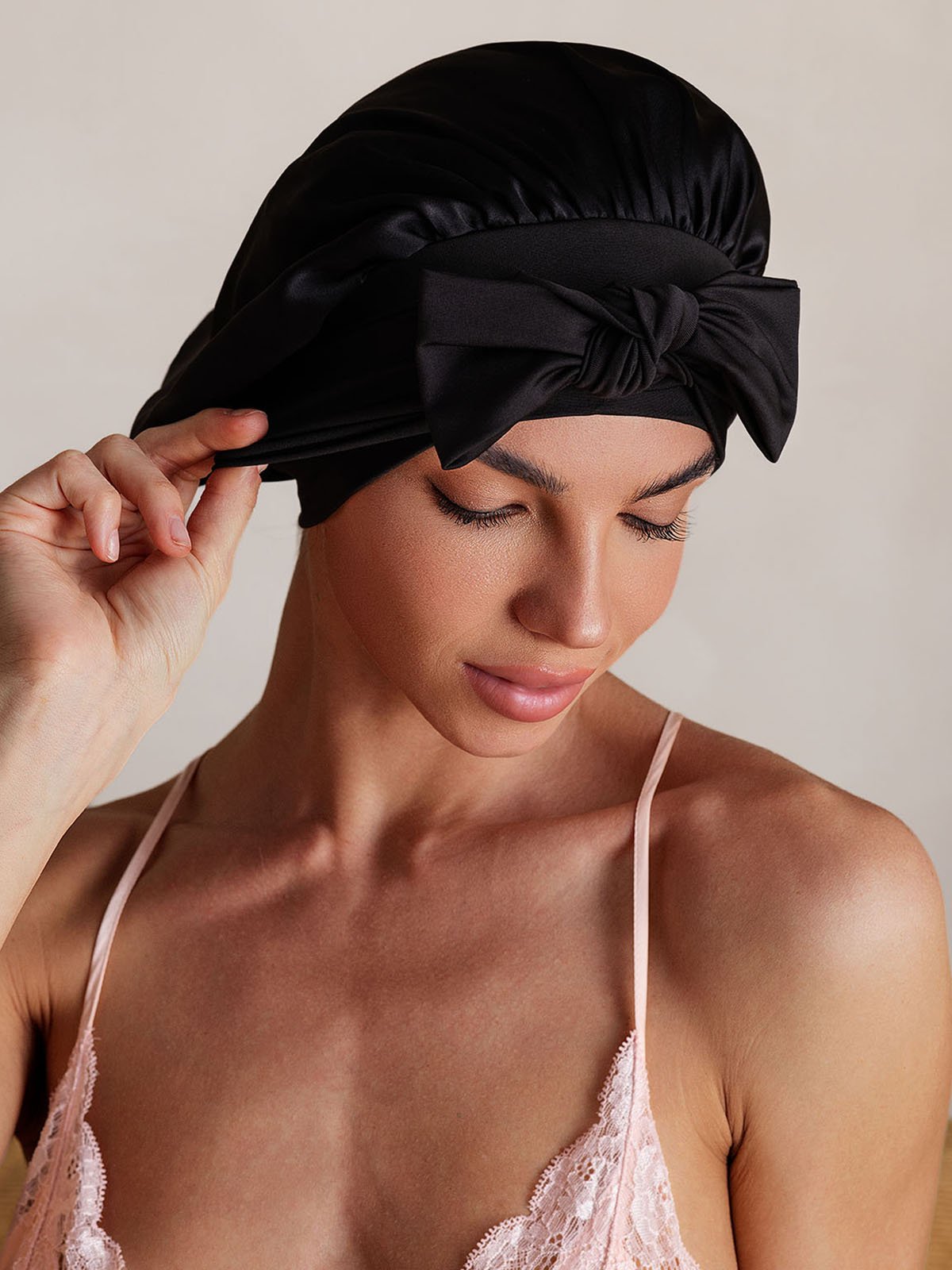SilkSilky-SE Rent Silke Sleep Cap Svart 006