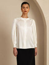 [Vit] SilkSilky-SE 19Momme Long Sleeve Round Neck Blus 003