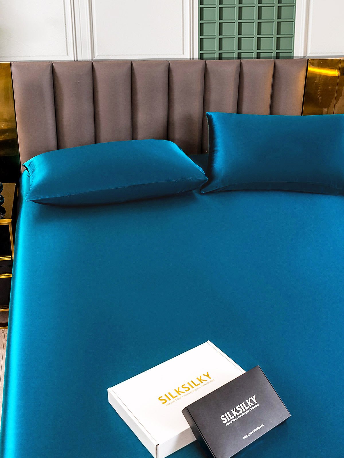 [Kungsblått] SilkSilky-SE 25Momme Rent Silke Bedding Set 005,