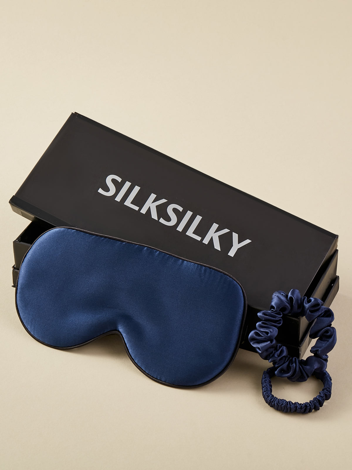 SilkSilky SE 19Momme Rent Silke Eye Mask Mörkblå 001