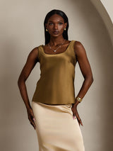 [Brun] SilkSilky-SE Sleeveless Cami Toppar 001