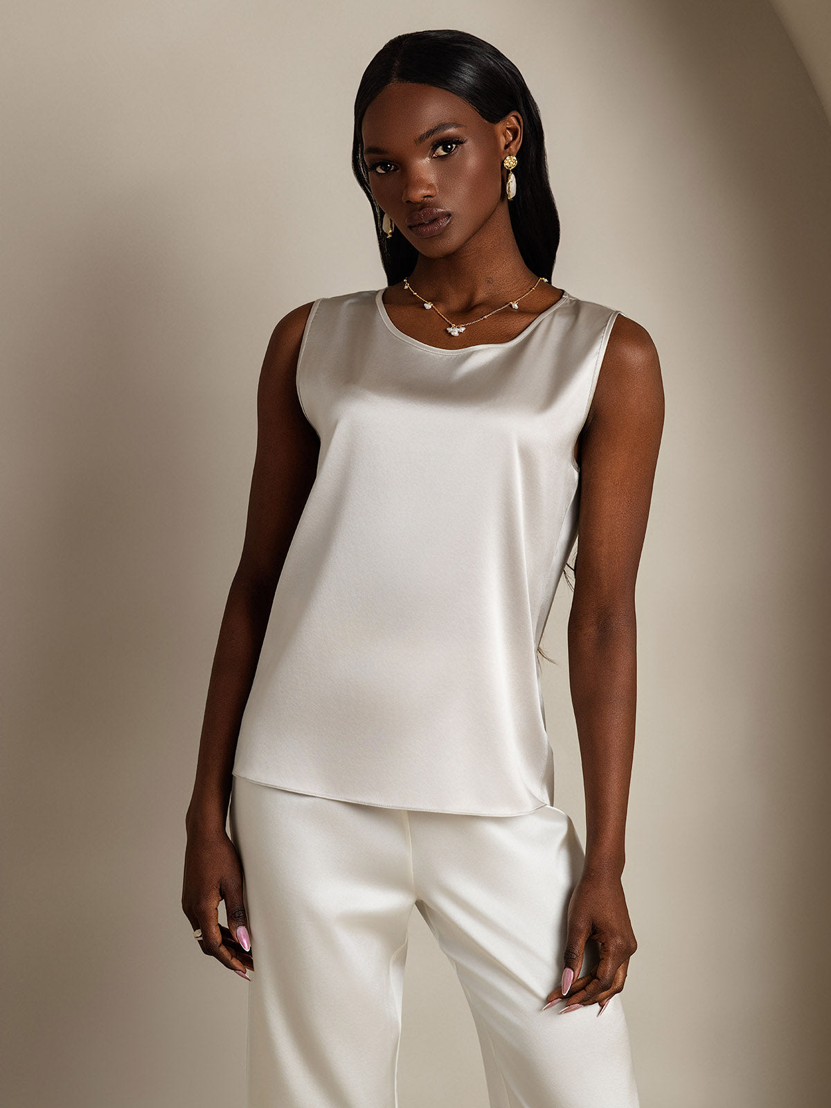 [Ljusgrå] SilkSilky-SE 19Momme Silke Camisoles 003,