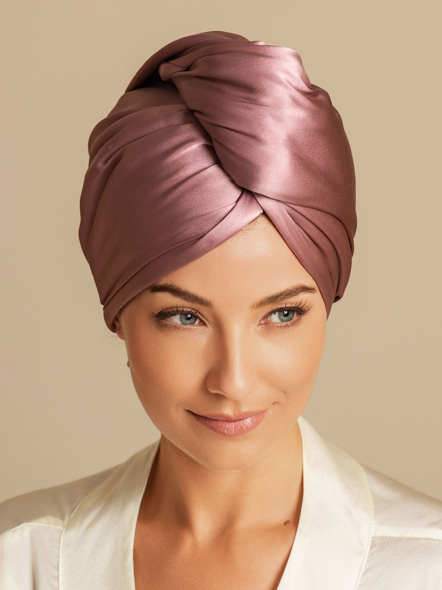 [Blek Mauve] SilkSilky-SE Rent Silke Hair Towel Wrap 004,